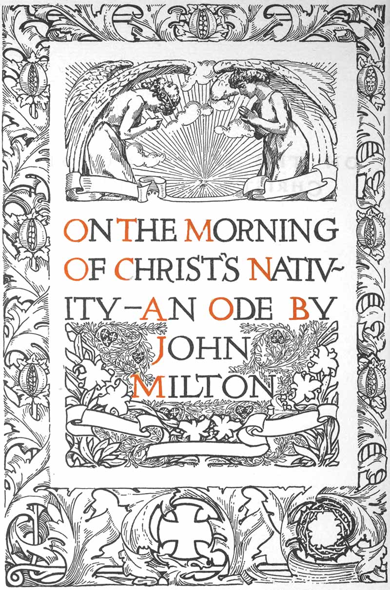 Engraving of title page with two kneeling angels